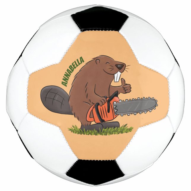 Bola De Futebol Curioso castor com humor de desenho animado de mot (Frente)