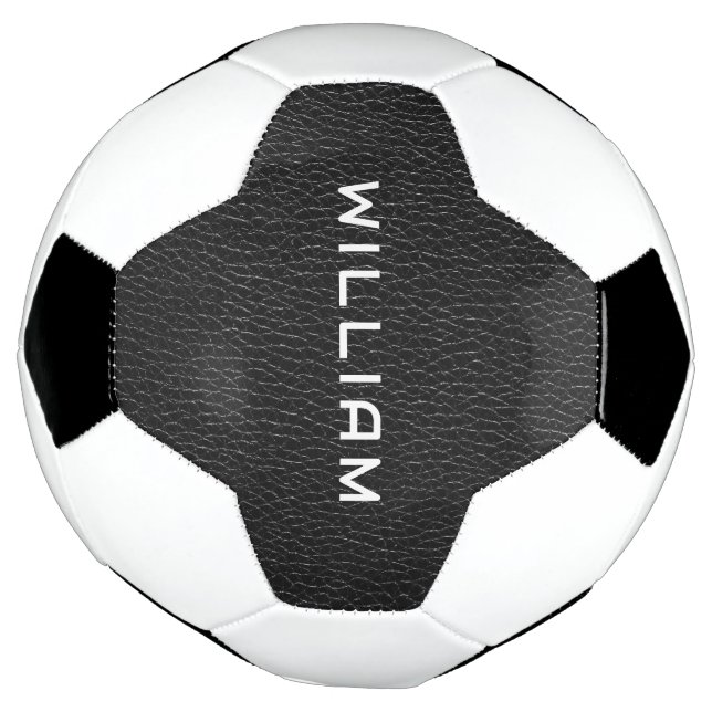Bola De Futebol Custom Name Black Leather Finish Texture (Invertido)