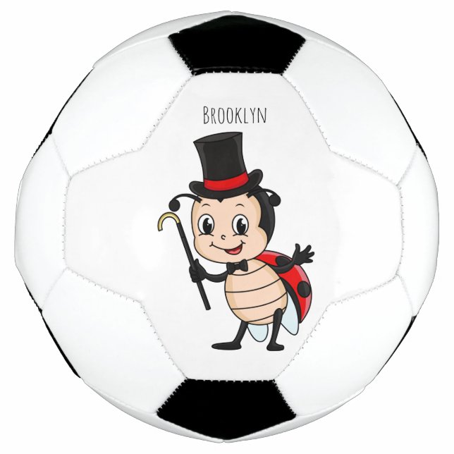 Bola De Futebol Cute ladybug with top hat and tie cartoon (Frente)