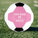 Bola de Futebol da Menina Rosa Personalizada com N<br><div class="desc">Bola de Futebol da Moça Rosa Personalizada com Equipe, Nome e Número da Equipe / Personalizar a bola de futebol com o nome da equipe, o número da equipe e o nome do jogador. Você pode personalizar facilmente a bola. O texto é de cor branca sobre fundo rosa - excelente...</div>