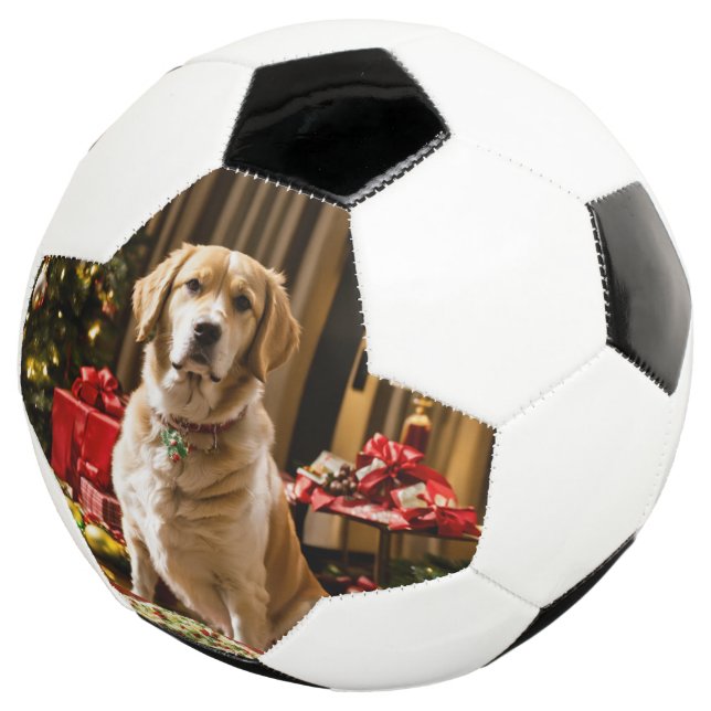 Bola de Futebol de Cachorro de Natal (Três quartos)