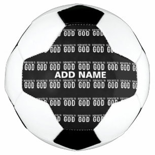 BOLA DE FUTEBOL DEDICADO A DEUS TEXTO BRANCO PERSONALIZÁVEL LEGAL
