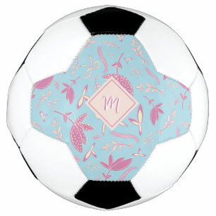 Bola De Futebol Delicar Florais Azuis e Arcos
