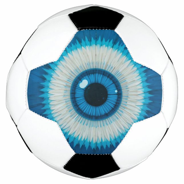 Bola De Futebol Desenho Artístico do Olho Mau Azul (Frente)