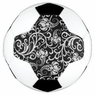Bola De Futebol Desenho de flores dálmata preto fofo