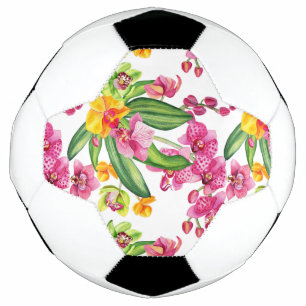 Bola De Futebol Desenho de Orquídeas em Aquarela 18