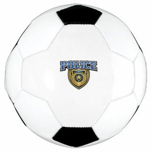 Bola De Futebol Design de texto em negrito de crachá de polícia