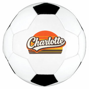 Bola De Futebol Design Personalizado de Nome Charlotte Retro Pôr d