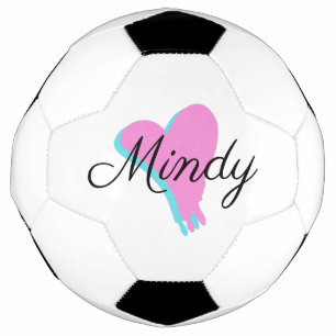 Bola De Futebol Dia dos Namorados Coração Gotejante Azul Rosa Nome