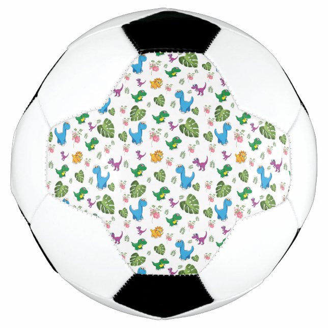 Bola De Futebol Dinossauro engraçado, folhas (Frente)
