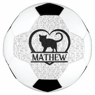 Bola De Futebol Ditos de Gato e Silhueta Coração Dividido Monogram