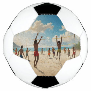 Bola De Futebol Divertido Na Tinta Do Óleo De Voleibol Sun Beach,