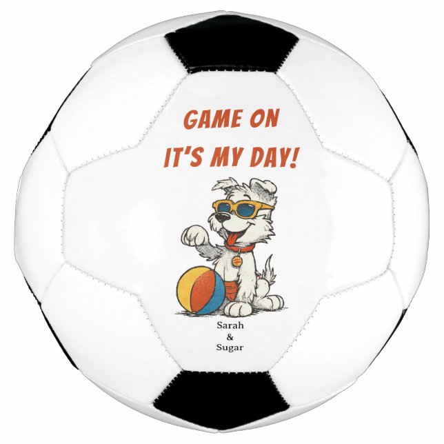 Bola de Futebol do Dia do Cachorro - Esportes de P (Frente)