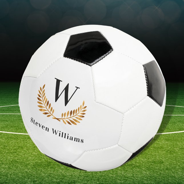 Bola De Futebol Dourada vitória laurel wreath monograma (Criador carregado)
