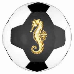Bola De Futebol Dourado Cavalo de Mar Poligonal