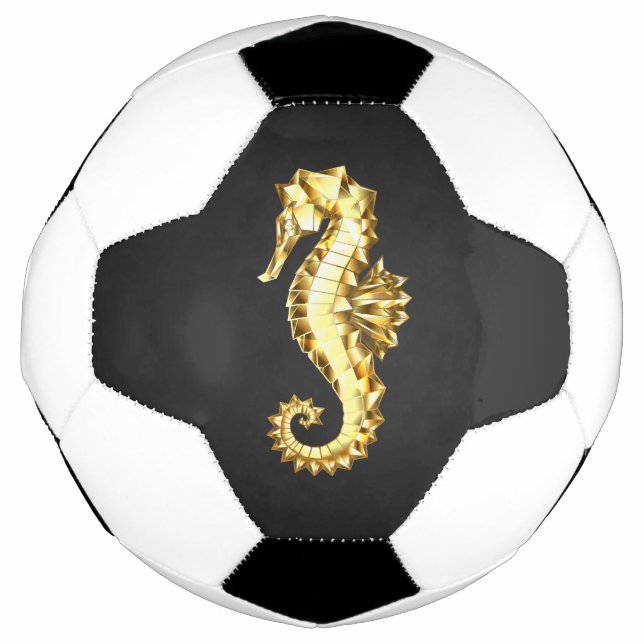 Bola De Futebol Dourado Cavalo de Mar Poligonal (Frente)
