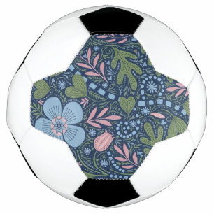 Bola De Futebol Elegante padrão floral de arte popular botânica vi