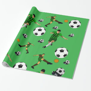 Bola de futebol em papel de embrulho brilhante ver