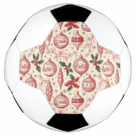 Bola De Futebol Enfeites de Natal em Toile Vermelho Chinoiserie