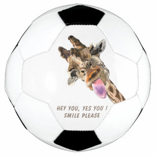 Bola De Futebol Engraçado Girafa, língua para fora e Piscar os o