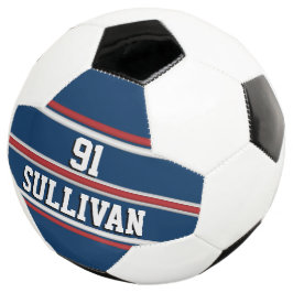 Bola De Futebol Esportes Vermelhos e Azuis com Número de Nome do J