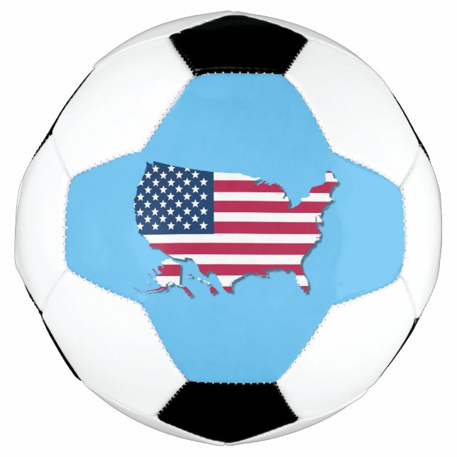 Bola De Futebol Estados Unidos Mapa e Bandeira Vermelho Azul (Frente)