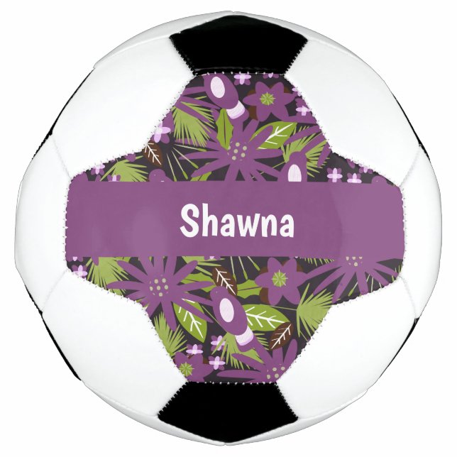 Bola de Futebol Estampa Jungle Bird Roxo Folhagem (Frente)