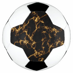 Bola De Futebol Estilo de mármore elegante3 - Dourado preto