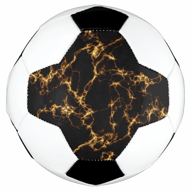 Bola De Futebol Estilo de mármore elegante3 - Dourado preto (Frente)