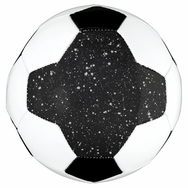 Bola De Futebol Estrelas de Brilho2 - Preto Prateado (Frente)