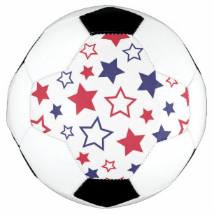 Bola De Futebol Estrelas Vermelhas e Azuis, 4 de Julho, Fundo Bran