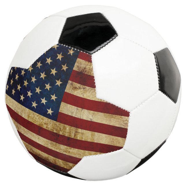 Bola De Futebol EUA / Bandeira Grungeada (Três quartos)