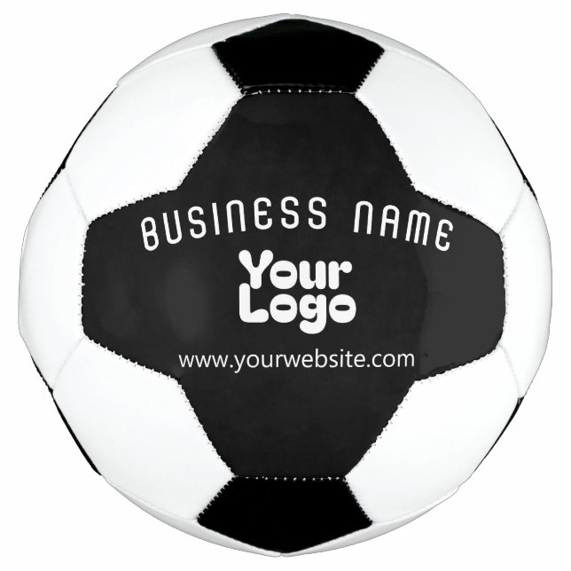 Bola De Futebol Fazer upload do logotipo Retro-Moderno Preto e Bra (Frente)