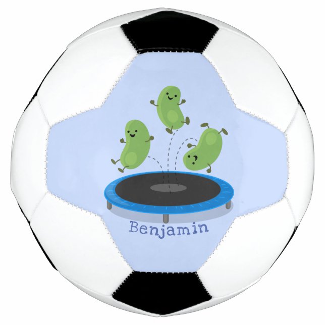Bola De Futebol Feijão verde-grão-branco em cartoon trampoline (Frente)