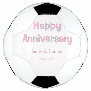 Bola De Futebol Feliz aniversário de casamento nome data ano rosa