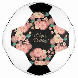 Bola De Futebol Feliz Aniversário - Primavera Peach Flowers Garde