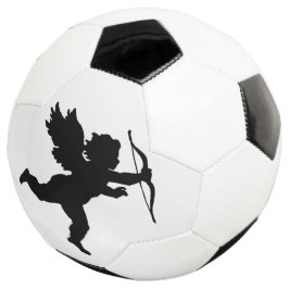Bola De Futebol Feliz Anjo Cupido do Futebol de São Valentim Preto