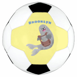 Bola De Futebol Feliz desenho animado do selo harp