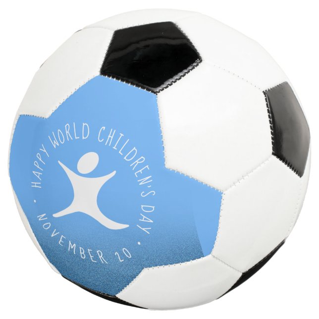 Bola De Futebol Feliz Dia Mundial das Crianças - Lingua Azul (Três quartos)