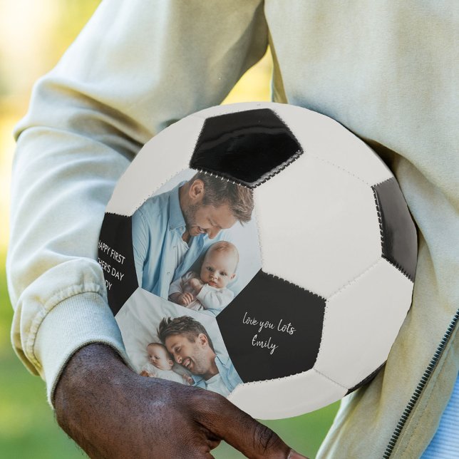 Bola De Futebol Feliz Pai 2 Foto Personalizada (Criador carregado)