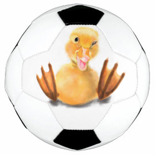 Bola De Futebol Feliz Piscar os olhos de Pato Amarelo Jogando - So