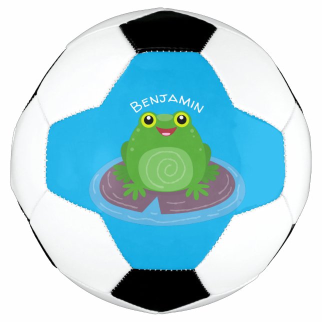 Bola De Futebol Figura de desenho animado do sapo verde-bonito (Frente)