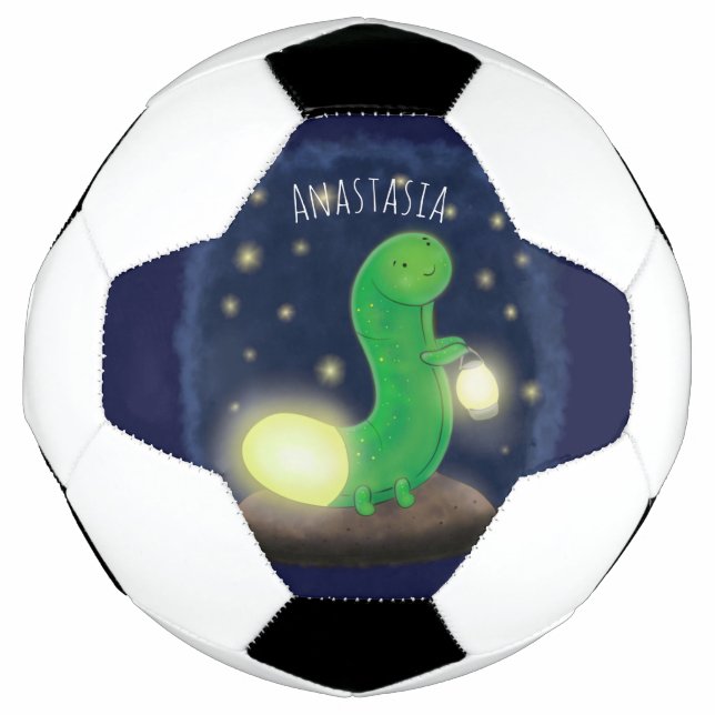 Bola De Futebol Figura de desenho animado do verme verde-claro (Frente)