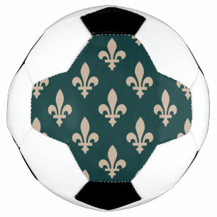 Bola De Futebol Fleur de Lis Pattern, Royal French Cream on Green