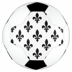 Bola De Futebol Fleur de Lis Pattern, Royal French, preto em branc