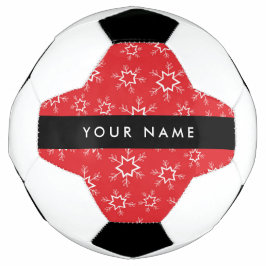 Bola De Futebol Flocos de neve vermelhos e brancos, seu nome, pers