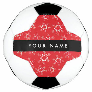 Bola De Futebol Flocos de neve vermelhos e brancos, seu nome, pers