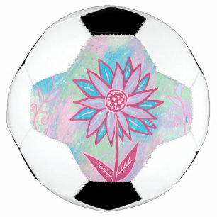 Bola De Futebol Flor de Pastel Desenhada à Mão Fofa