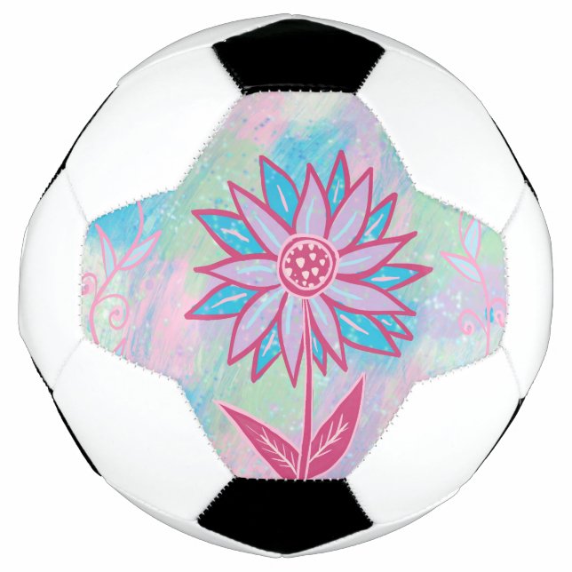 Bola De Futebol Flor de Pastel Desenhada à Mão Fofa (Frente)