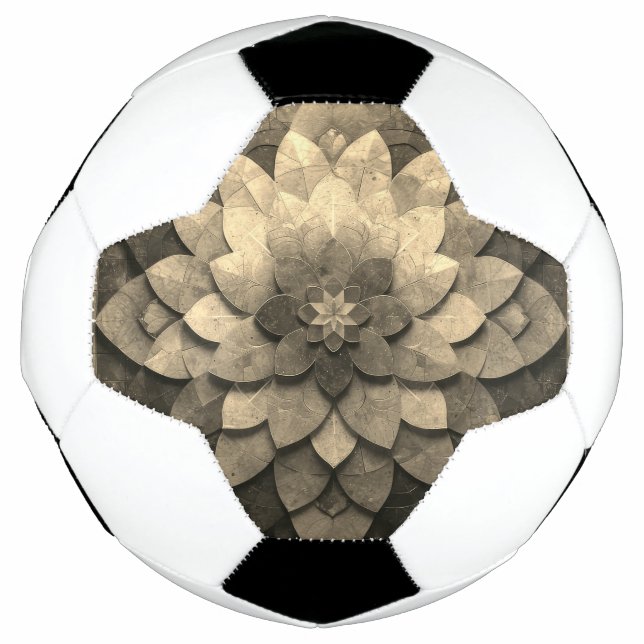 Bola De Futebol Flor Texturizada com Mandala, Ouro antigo (Frente)